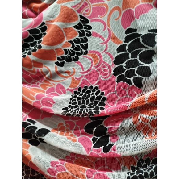 Jaclyn Smith Women's Size 18 Orange Pink Floral One-Piece Strapless Bathing Suit - Picture 2 of 7